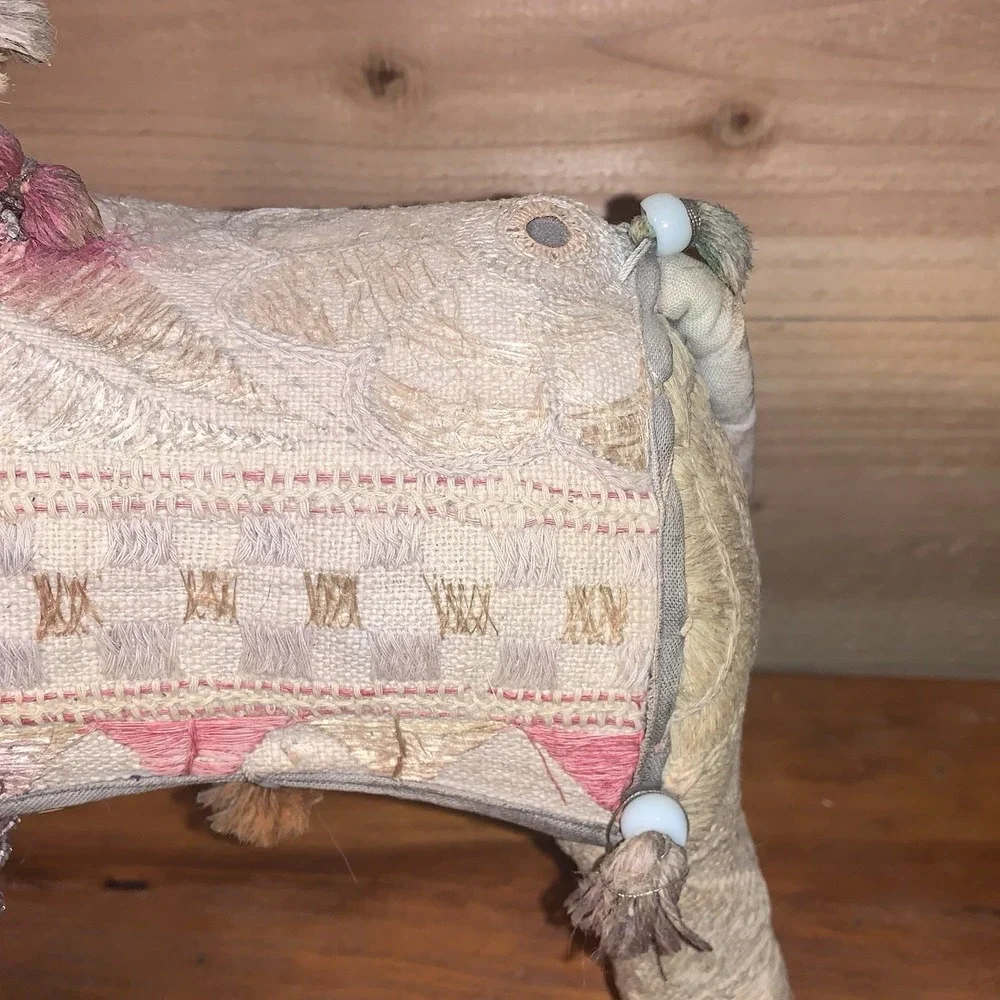 VTG India Folk Art Horse‎ Hand Woven Fabric Mirrors Beads BOHO Rajasthan MCM 12
